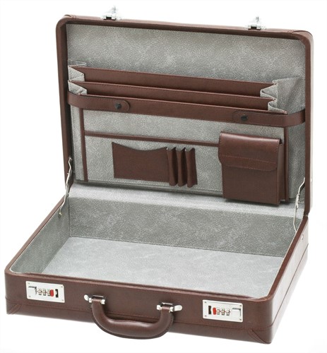 Attachékoffer Rillstab Delta lederlook bruin-2