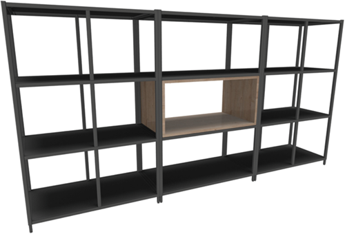 Inbouw opbergelementen (76 br x 36 hg x 43 dp) - zwart - Keuze 1