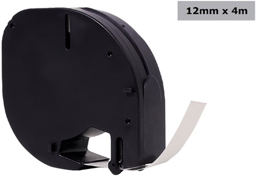 Dymotape LetraTag 12267  Quantore plastic zwart op transparant