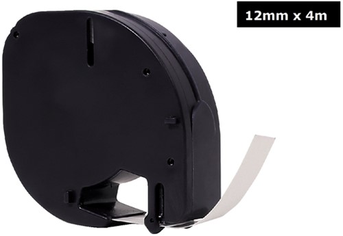 Dymotape LetraTag plastic zwart op wit 91201 Quantore