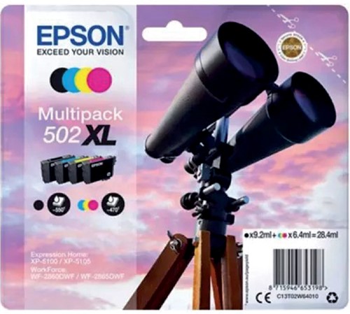Inkcartridge Epson T02W6 502XL zwart + 3 kleuren