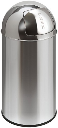 Afvalbak Pushcan 40L chroom