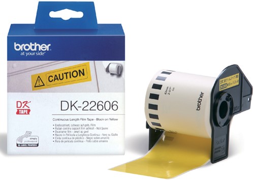 Etiket Brother  62mmx15.24m duurzame film continue lengte geel DK-22606