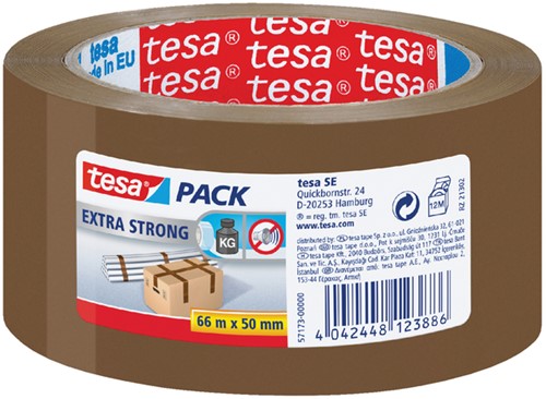 Verpakkingstape Tesa 50mmx66m 57173 bruin extra sterk PVC