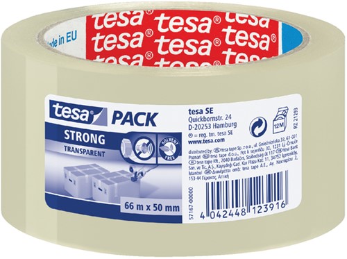 Verpakkingstape Tesa 50mmx66m 57167 PP low noise transparant 
