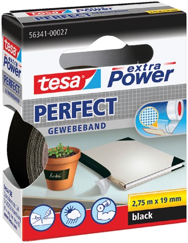 Plakband textiel 19mmx2,75m zwart