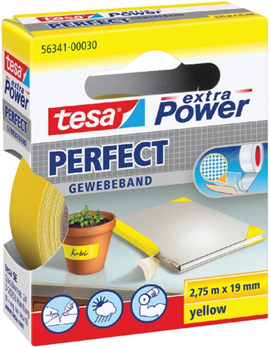 Plakband textiel 19mmx2,75m geel