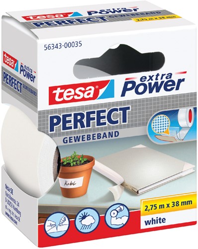 Plakband textiel 38mmx2,75m wit