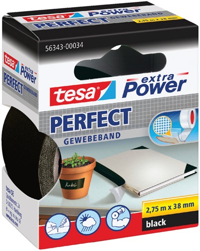 Plakband textiel 38mmx2,75m zwart