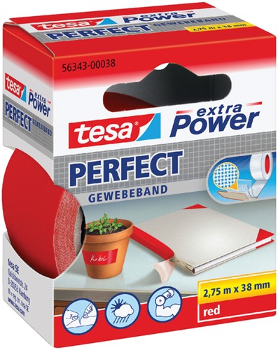Plakband textiel 38mmx2,75m rood