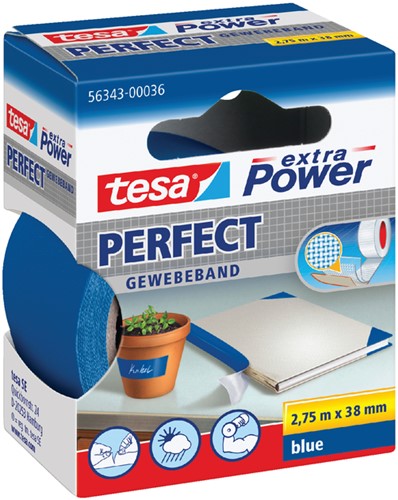 Plakband textiel 38mmx2,75m blauw