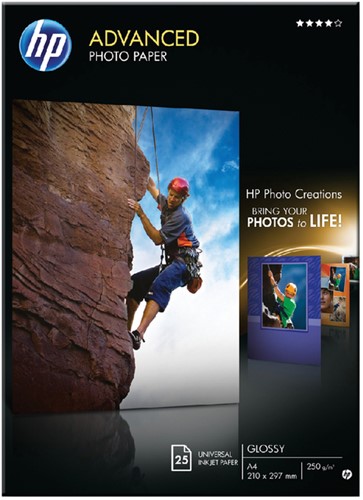 Inktjetpapier HP A4 250g glossy pk/25