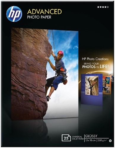 Inktjetpapier HP 13x18cm 250g glossy ZR pk/25