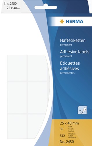 Etiket  25x 40mm Herma 2450 pk/512 wit