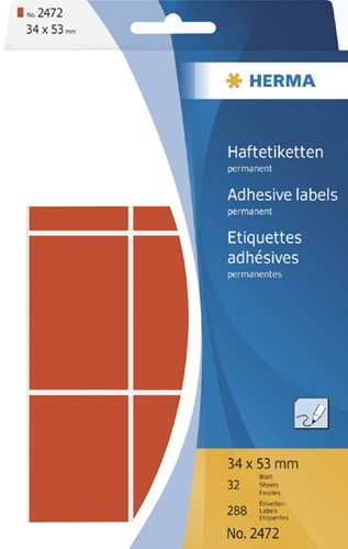 Etiket  34x 53mm Herma 2472 pk/288 rood