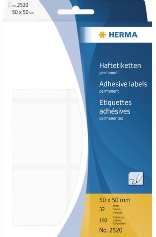 Etiket  50x 50mm Herma 2520 pk/192 wit