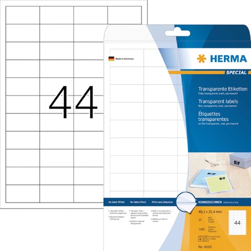 Etiket A4  48,3x 25,4mm Herma 4680 mat transparant ds/1100 