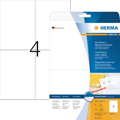 Etiket A4 105x148mm Herma 4229 Correctie ds/100