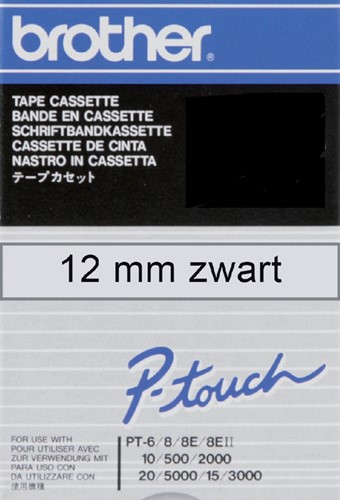 Brothertape TC-101 12mm zwart op transparant