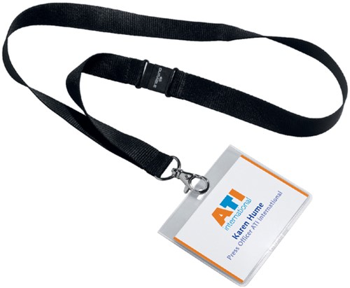 Badge 60x90mm Durable 8600 gesloten + textielkoord zwart