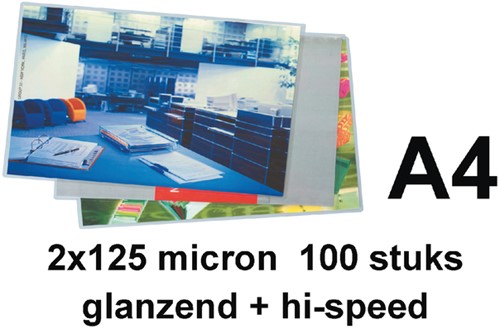Lamineerhoes 216x303mm 2x125mic GBC A4-liggend Hi-speed ds/100-2