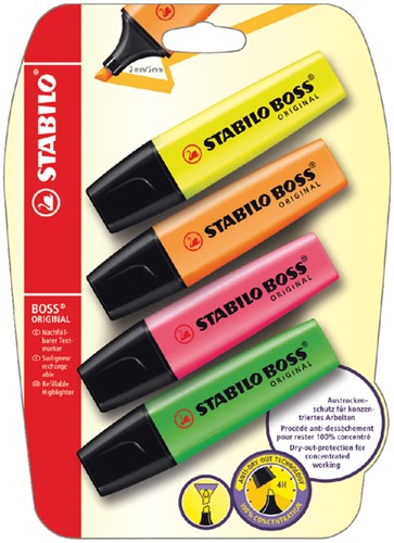 Markeerstift STABILO Boss Original 70/4 blister/4