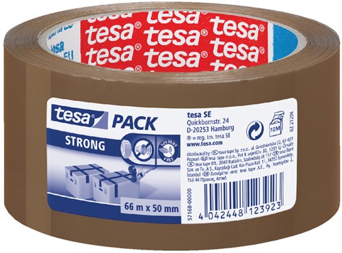 Verpakkingstape Tesa 50mmx66m 57168 PP low noise bruin
