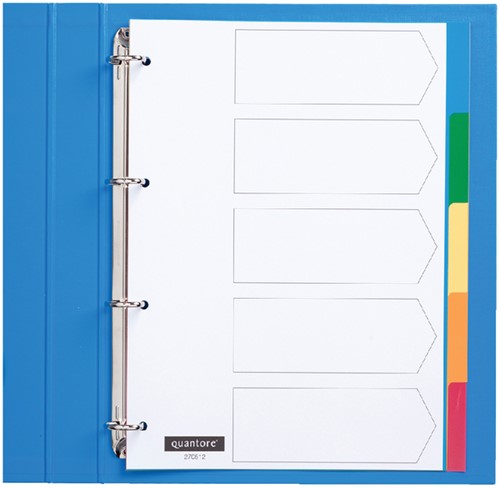 Tabbladen A4 5-tabs 4g. kleur pp Quantore