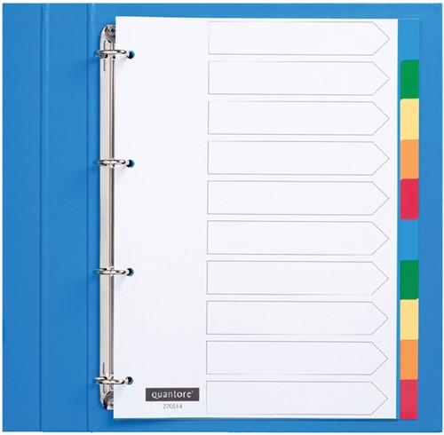 Tabbladen A4 10-tabs 4g. kleur pp Quantore