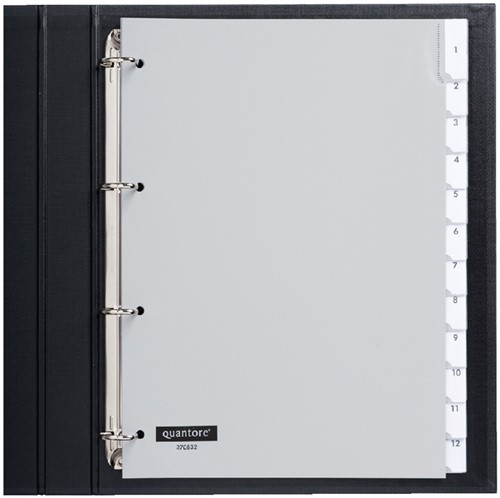 Tabbladen A4 12-insteek 4g. grijs pp Quantore