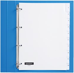 Tabbladen A4 10-insteek 4g. wit pp Quantore
