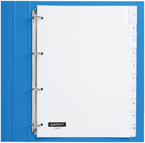 Tabbladen A4 10-insteek 4g. wit pp Quantore
