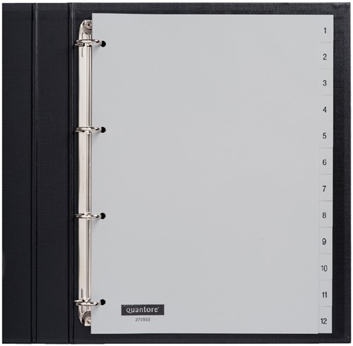 Tabbladen A4 1-12 4g. grijs pp Quantore