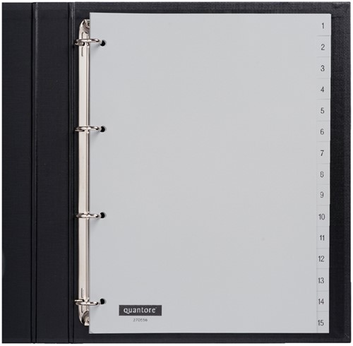 Tabbladen A4 1-15 4g. grijs pp Quantore