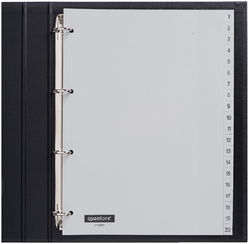 Tabbladen A4 1-20 4g. grijs pp Quantore