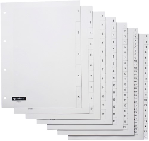 Tabbladen A4 1-10 4g. wit pp Quantore-2