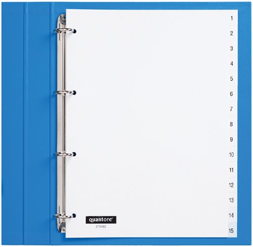 Tabbladen A4 1-15 4g. wit pp Quantore