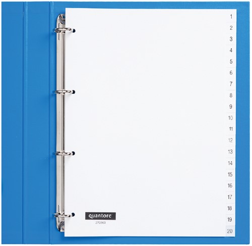 Tabbladen A4 1-20 4g. wit pp Quantore