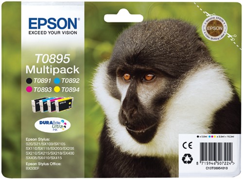 Inktcartridge Epson T089540 zwart + 3 kleur