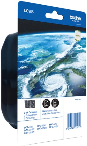 Inktcartridge Brother LC985BK zwart duopack