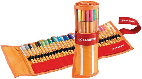 Fineliner STABILO point 88 rollerset oranje/rood pk/30