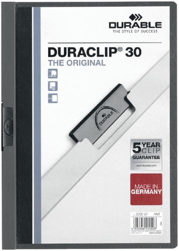 Klemmap A4 Duraclip 2200 30vel antraciet/grijs