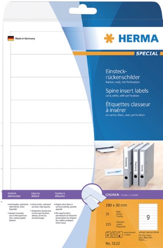 Etiket ordner 190x30mm Herma 5122 wit 25vel
