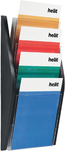 Folderhouder Helit wand 4 x A4 zwart 