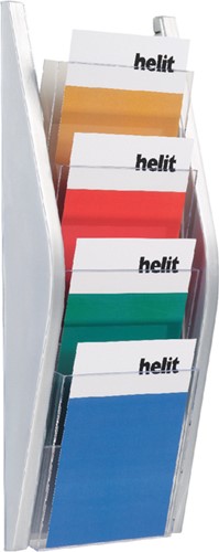 Folderhouder Helit wand 4 x A5 zilver