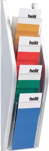 Folderhouder Helit wand 4x A6, 1/3 A4 zilver 