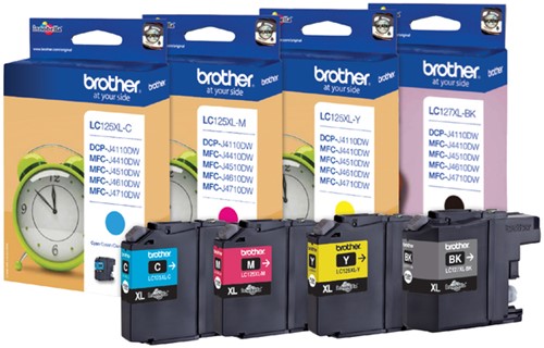 Inktcartridge Brother LC127XL zwart + 3x 125XL kleur