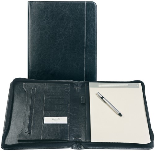 Schrijfmap Palermo Luxe A4 + rits zwart