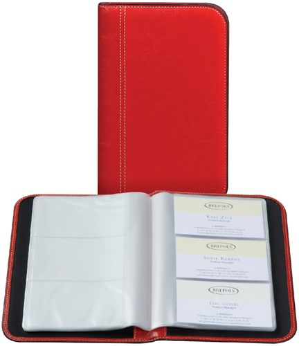 Visitekaartalbum Brepols Palermo 144 kaartjes rood