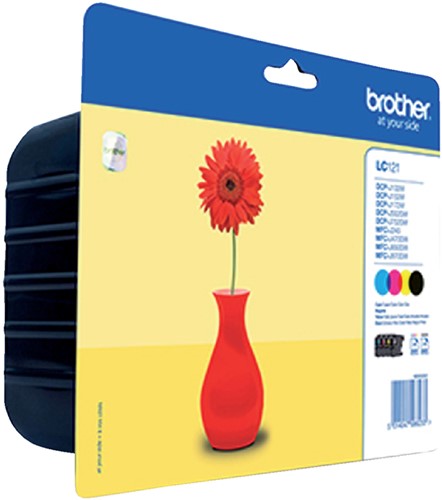 Inktcartridge Brother LC121 Value Pack 1xzwart/3xkleur